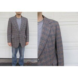 1970s men's vintage Pendleton wool plaid blazer, vintage wool blazer